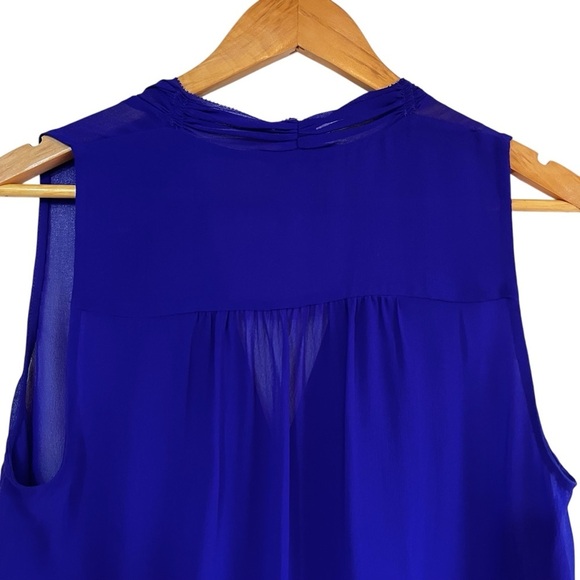 Babaton silk semi sheer ruffle front sleeveless blouse Sz M excellent condition - Picture 7 of 9
